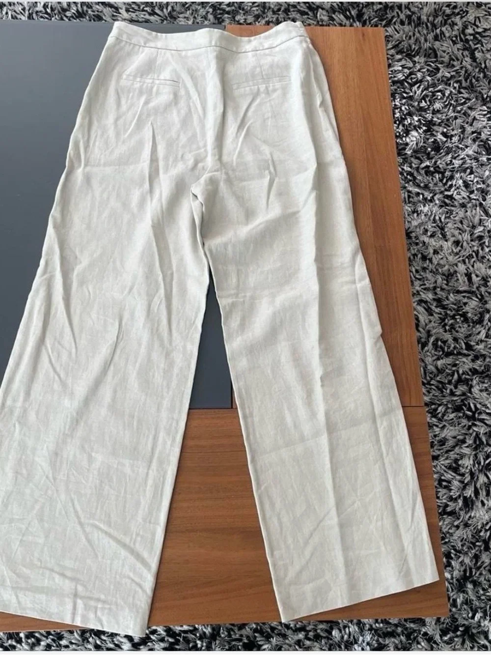 Zara Pareo Wrap-Front Wide Leg Linen Pants in Light Beige